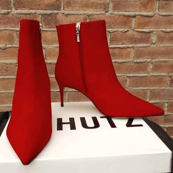 NWT Schuts Red Suede Tuxedo Stripe Adrien Ankle Booties - Picture 7 of 17